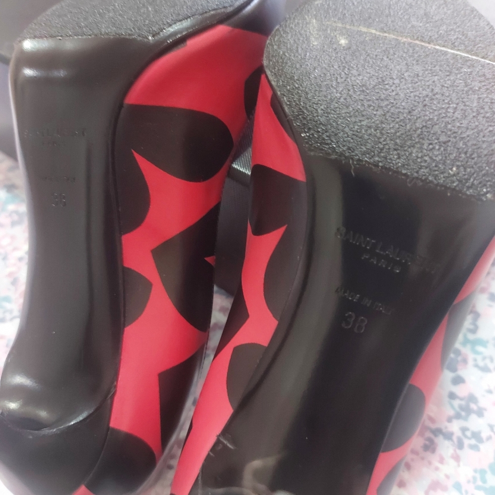 New YSL Heels women size 7.5 color Black And Red beautiful colors Feel Free - Picture 8 of 9